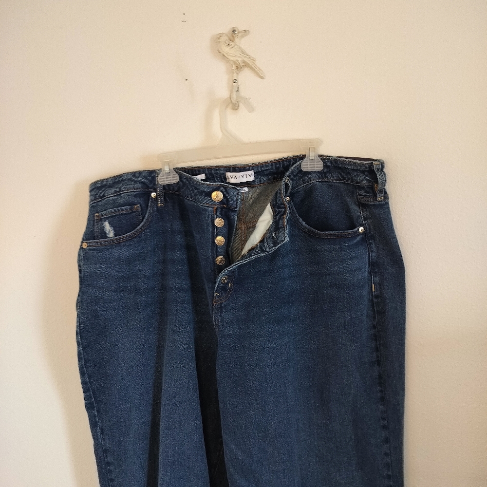 Ava & Viv High Rise Cuffed Straight Jean Sz 24 Casual Chic Vintage 90's - Picture 5 of 12